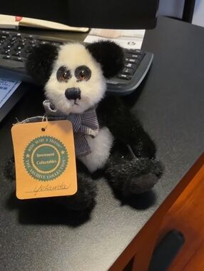 Boyds Bears Black and White Panda Plush with Bow